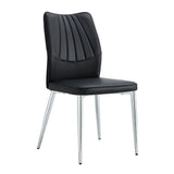 English Elm Four Black Dining Chairs. Modern Chairs From The Middle Ages. Made Of Pu Material Cushion and Silver Metal Legs. Suitable For Restaurants and Living Rooms C-009