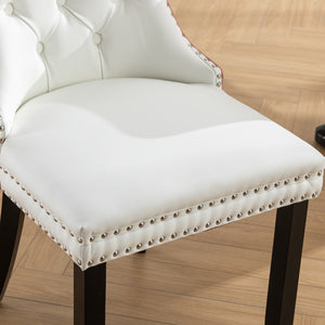 English Elm A&A Nikki Modern Tufted Dining Chairs Set of 2 — White PU & Pink Velvet, Nailhead Trim, Wood Legs W1143P357046