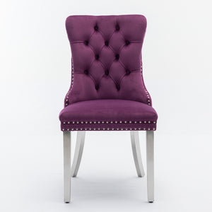 English Elm Nikki Elegant Tufted Velvet Dining Chair with Solid Wood Frame, High-Density Foam & Steel Spring Purple W1143P151489