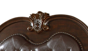 English Elm Traditional King Button-Tufted Headboard Bed in Dark Walnut — Classic Carved Wood, Luxury Heirloom Quality 808857675323