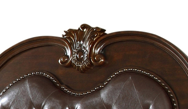 English Elm Traditional King Button-Tufted Headboard Bed in Dark Walnut — Classic Carved Wood, Luxury Heirloom Quality 808857675323
