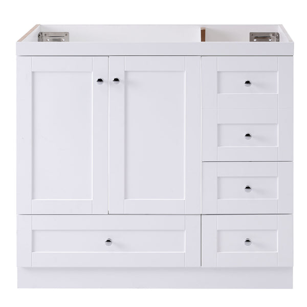 English Elm [Cabinet] 36" Shaker Bathroom Vanity Cabinet with 4 Drawers & 2 Doors, MDF, Soft-Close Storage Solution White WF313813AAK