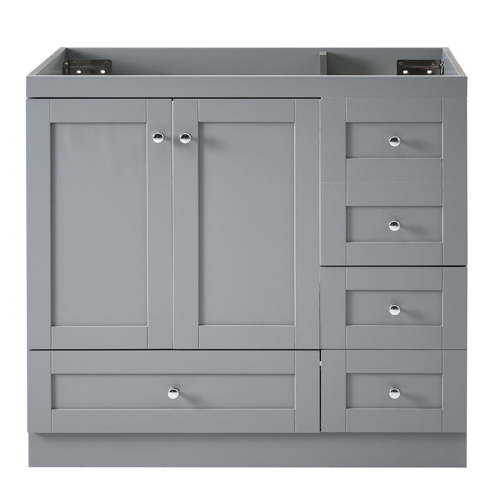 English Elm [Cabinet] 36" Shaker Bathroom Vanity Cabinet with 4 Drawers & 2 Doors, MDF, Soft-Close Storage Solution Gray WF313813AAE
