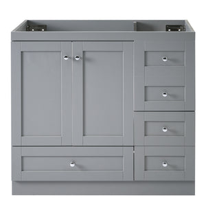 English Elm [Cabinet] 36" Shaker Bathroom Vanity Cabinet with 4 Drawers & 2 Doors, MDF, Soft-Close Storage Solution Gray WF313813AAE