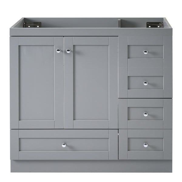 English Elm [Cabinet] 36" Shaker Bathroom Vanity Cabinet with 4 Drawers & 2 Doors, MDF, Soft-Close Storage Solution Gray WF313813AAE