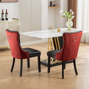 English Elm A&a Tufted Velvet Dining Chairs with Nailhead Trim Solid Wood Legs Set of 2 W1143P151482