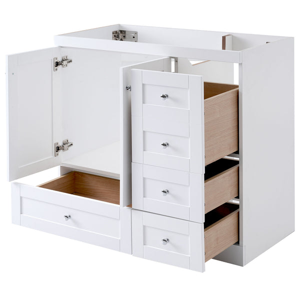 English Elm [Cabinet] 36" Shaker Bathroom Vanity Cabinet with 4 Drawers & 2 Doors, MDF, Soft-Close Storage Solution White WF313813AAK
