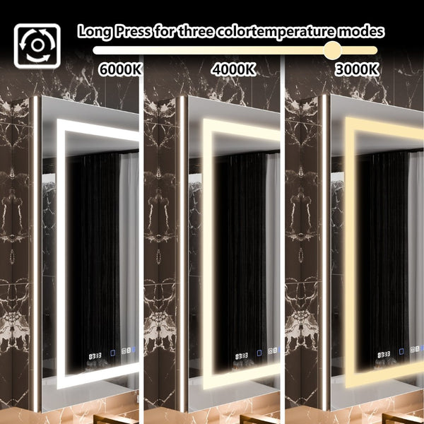 English Elm Front&backlit Led Medicine Cabinet with Anti-fog Gfci Outlet Vanity Mirror Bath Storage W637P148120