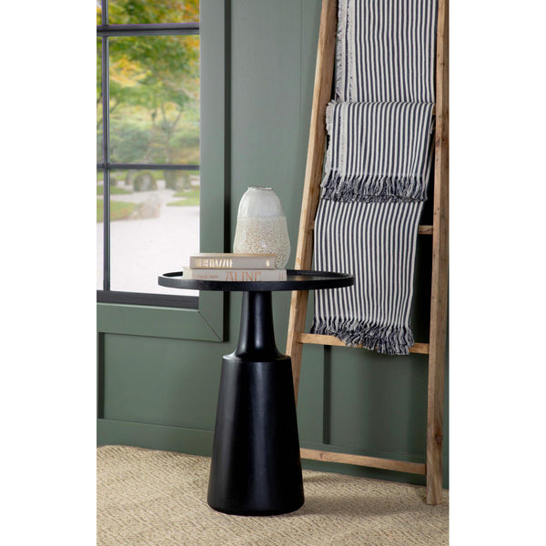 English Elm Black Pedestal Accent Table - Eco-Friendly Mango Wood With Jug-Inspired Base & Lipped Top Design B062S00360