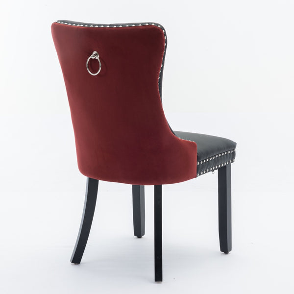 English Elm A&a Tufted Velvet Dining Chairs with Nailhead Trim Solid Wood Legs Set of 2 W1143P151482