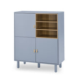 Hearth and Haven Hike Cabinet with 3 Open Storages, 3 Doors and Leather Handles, Blue W1781P148612