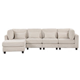 Hearth and Haven U_Style 5 Pieces L Shaped Sofa with Removable Ottomans and Comfortable Waist Pillows WY000384AAA