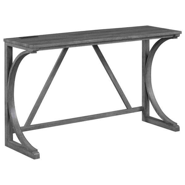 English Elm Bar Table Set with Stools Built-in Charging Outlet Industrial Loft Dining W1781P145876