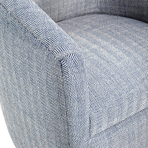 English Elm Lainey Indigo Herringbone Swivel Barrel Chair - Compact 360° Comfort, Dacron-Wrapped Cushion, Blue B050P155865