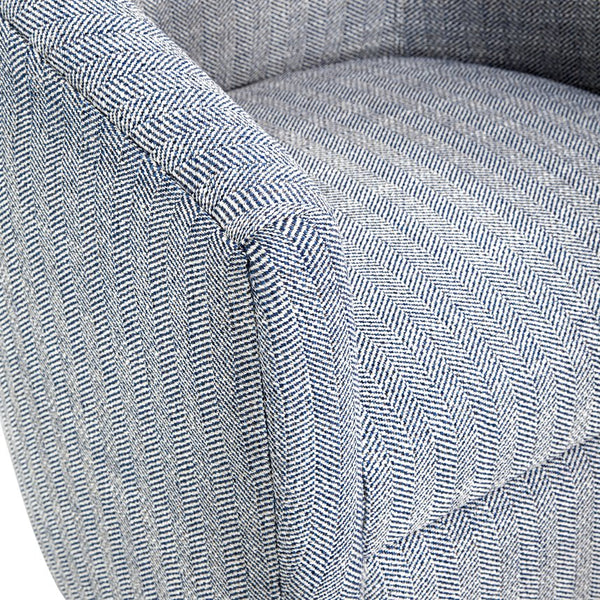 English Elm Lainey Indigo Herringbone Swivel Barrel Chair - Compact 360° Comfort, Dacron-Wrapped Cushion, Blue B050P155865