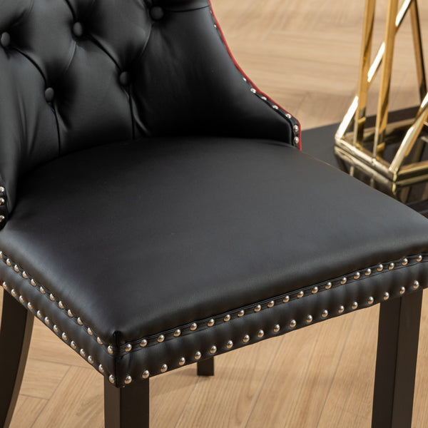 English Elm A&a Tufted Velvet Dining Chairs with Nailhead Trim Solid Wood Legs Set of 2 W1143P151482
