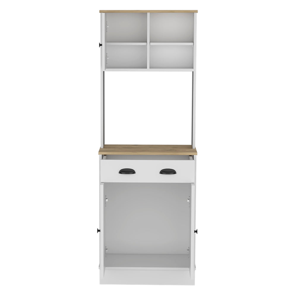 English Elm Kitchen Pantry Tall Storage Cabinet with Two Open Shelves, Soft-Close Door and Adjustable Interior Shelves Multicolor 37.79 L x 18.5 W x 7.87 H B097133171