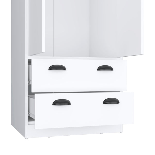 English Elm St Monans Armoire White with Double Door, Hanging Rod & Two Spacious Drawers for Bedrooms B200S00372