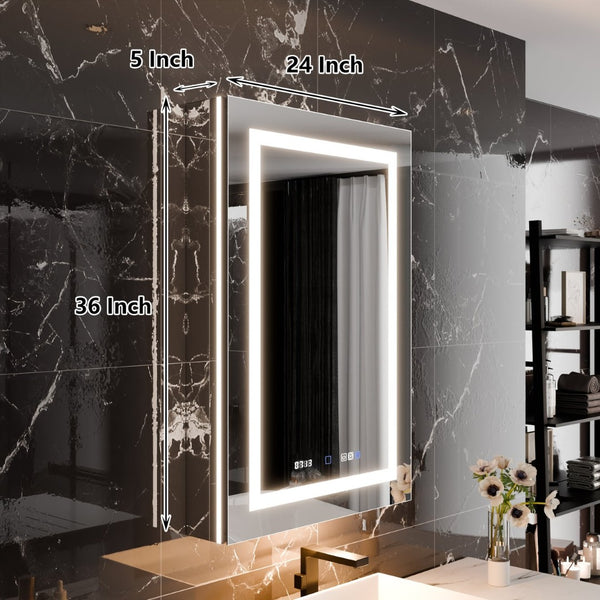 English Elm Front&backlit Led Medicine Cabinet with Anti-fog Gfci Outlet Vanity Mirror Bath Storage W637P148120
