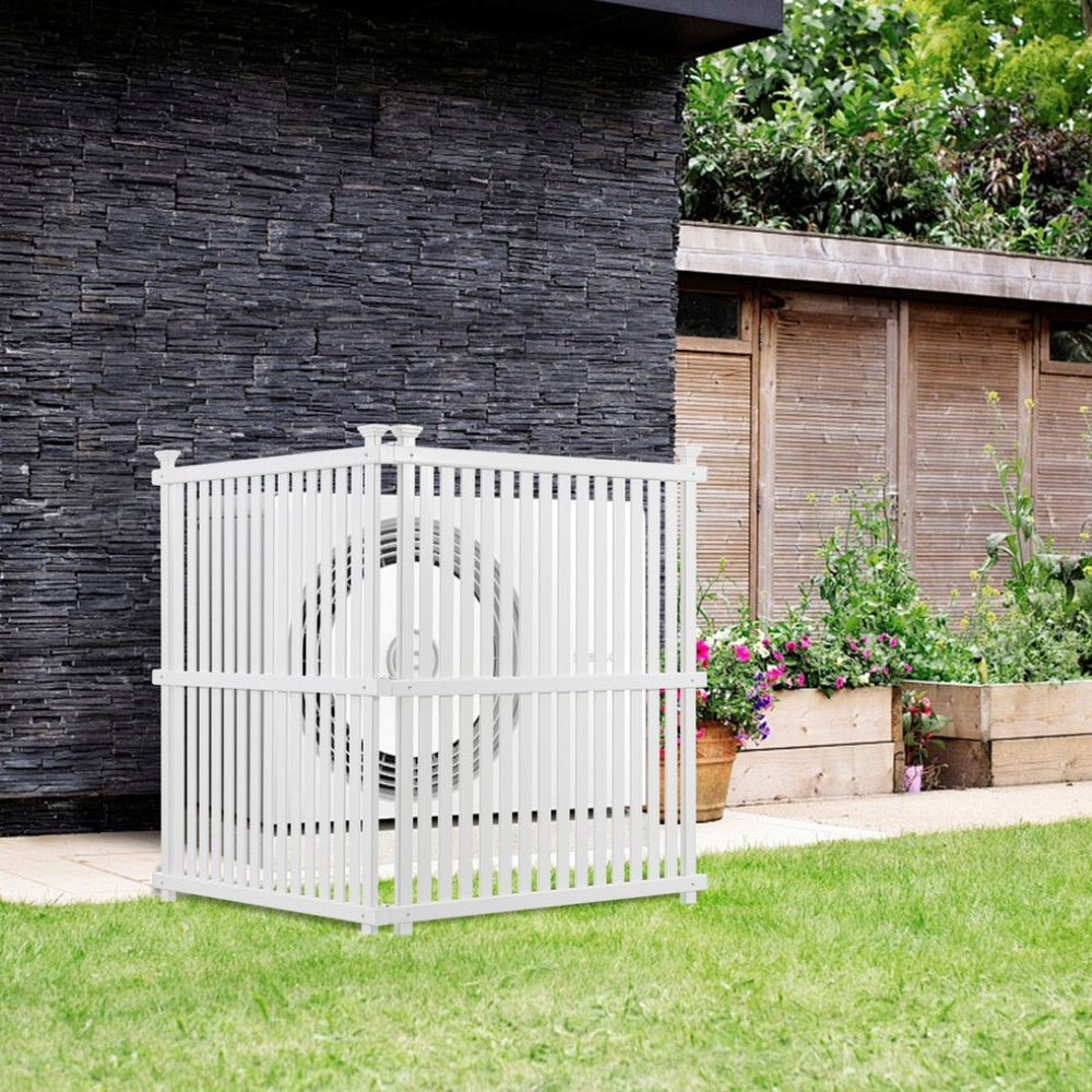 English Elm Privacy Screen Vinyl Lattice Panel Set Outdoor Enclosure for Patio and Garden Spaces B100128101