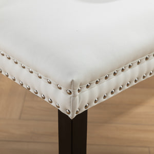 English Elm A&A Modern Nikki Tufted Dining Chair Set of 2 — White PU & Pink Velvet, Solid Wood Legs, Nailhead Trim, Chic W1143P357046