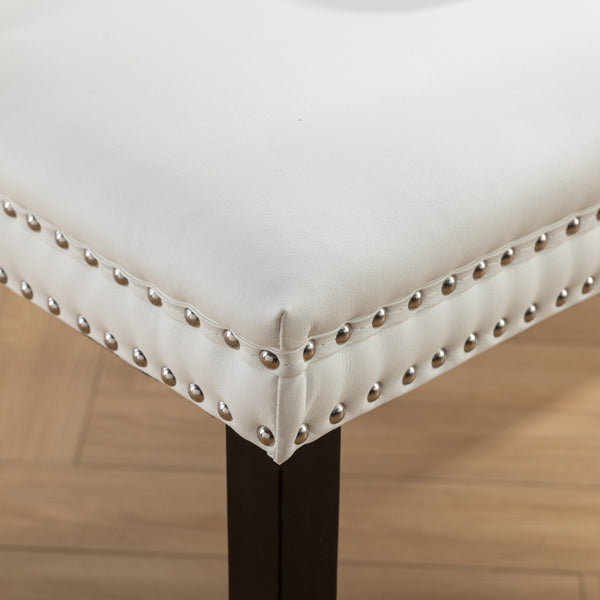 English Elm A&A Modern Nikki Tufted Dining Chair Set of 2 — White PU & Pink Velvet, Solid Wood Legs, Nailhead Trim, Chic W1143P357046