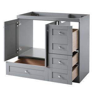 English Elm [Cabinet] 36" Shaker Bathroom Vanity Cabinet with 4 Drawers & 2 Doors, MDF, Soft-Close Storage Solution Gray WF313813AAE