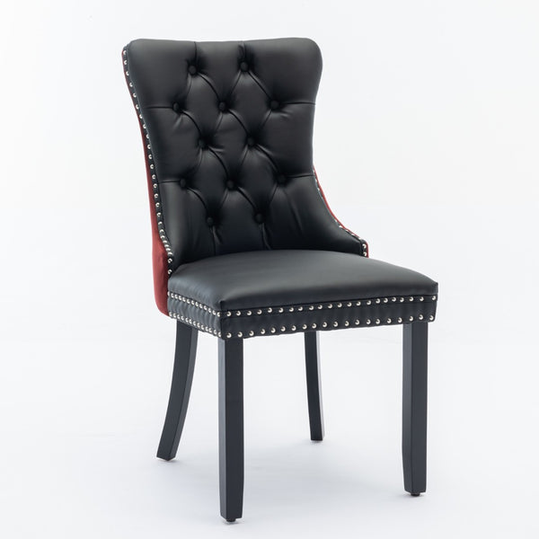 English Elm A&a Tufted Velvet Dining Chairs with Nailhead Trim Solid Wood Legs Set of 2 W1143P151482