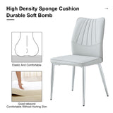 English Elm 6 Light Gray Dining Chairs. Modern Chairs From The Middle Ages. Made Of Pu Material Cushion and Silver Metal Legs. Suitable For Restaurants and Living Rooms C-009