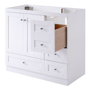 English Elm [Cabinet] 36" Shaker Bathroom Vanity Cabinet with 4 Drawers & 2 Doors, MDF, Soft-Close Storage Solution White WF313813AAK