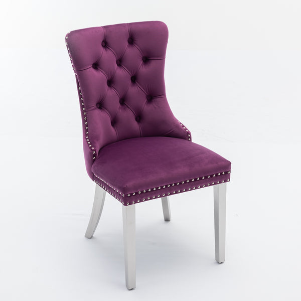 English Elm Nikki Elegant Tufted Velvet Dining Chair with Solid Wood Frame, High-Density Foam & Steel Spring Purple W1143P151489
