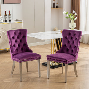 English Elm Nikki Elegant Tufted Velvet Dining Chair with Solid Wood Frame, High-Density Foam & Steel Spring Purple W1143P151489