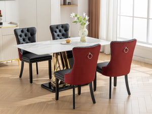English Elm A&a Tufted Velvet Dining Chairs with Nailhead Trim Solid Wood Legs Set of 2 W1143P151482