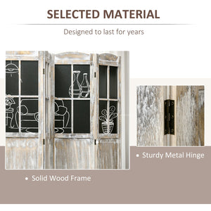 English Elm Homcom 4 Panel Folding Room Divider - Rustic Wood Privacy Screen With Blackboard For Home Office & More W2225P157929