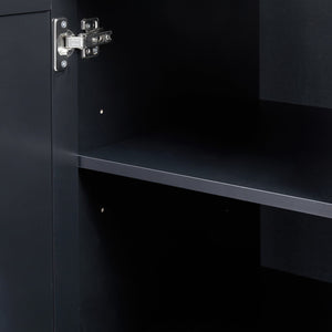 English Elm Tall Narrow Storage Cabinet with Doors and 3 Drawers – Adjustable Shelves, Anti-Tip, 45lb Capacity Black WF299285AAB