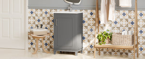 English Elm 20 Inch Modern Small Bathroom Vanity Cabinet with Ceramic Basin, Soft-Close Door & Storage Gray WF318756AAE
