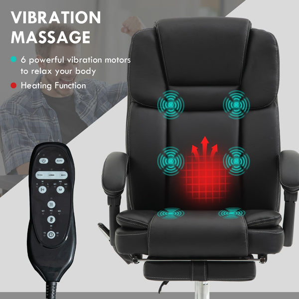 English Elm Vinsetto Ergonomic Massage Office Chair With 6 Vibration Points & Heated Recline For Ultimate Comfort W2225P157934-GIGA
