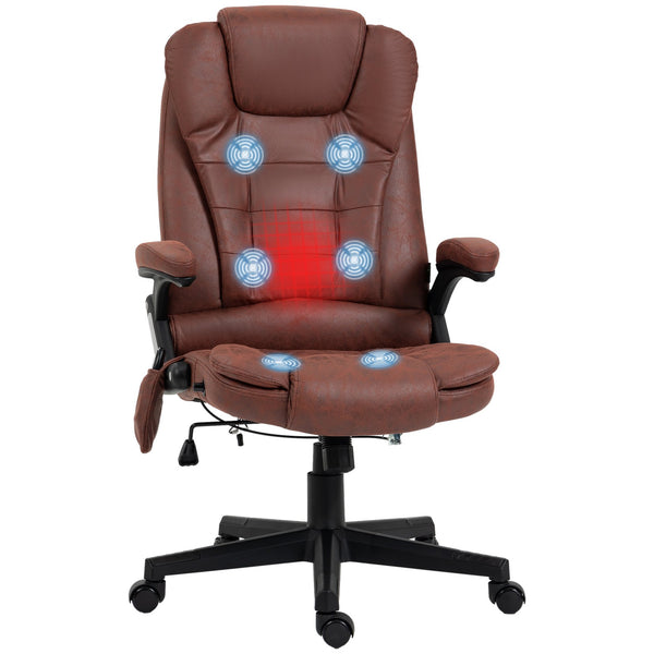 English Elm HOMCOM Microfiber High-Back Massage Office Chair with Heat, 6-Point Vibrating, Recline, Red W2225P157913