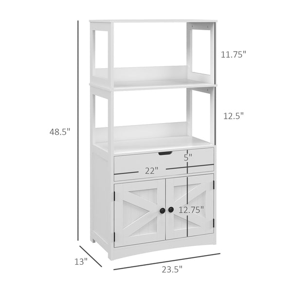 English Elm kleankin Farmhouse Linen Cabinet with Drawer & Shelves, Anti-Tip Bathroom Storage Tower, White W2225P157907