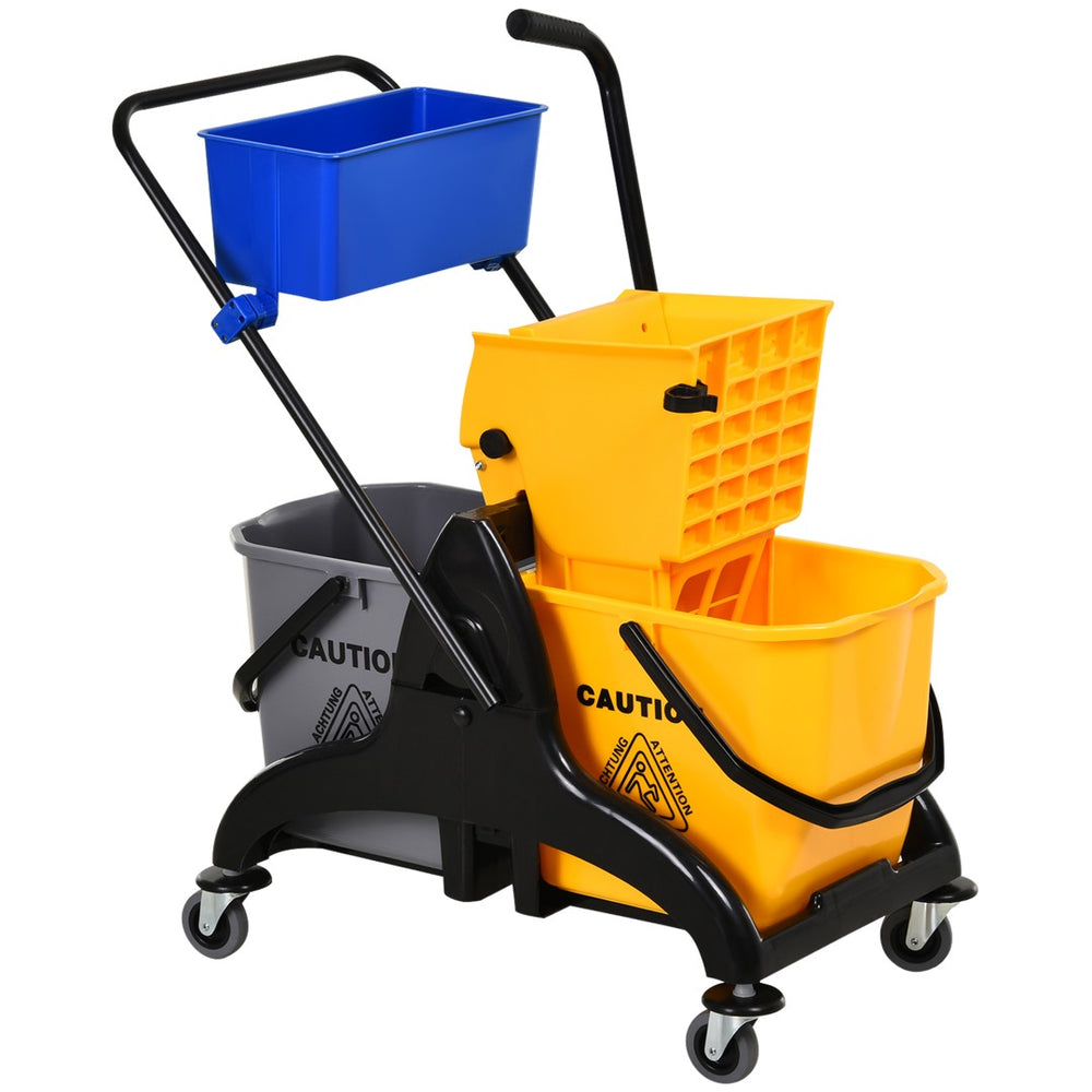 English Elm Homcom Rolling Mop Bucket Wringer Cart with Dual Chamber Design and Smooth Casters W2225P157917