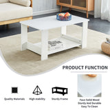 English Elm A Modern and Minimalist White Double Layered Rectangular Coffee Table and Coffee Table. Mdf Material Is More Durable and Suitable For Living Rooms, Bedrooms, and Study Rooms. 19.6 "*35.4"*16.5 "Ct-16