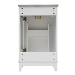 English Elm 20 Inch Modern Small Bathroom Vanity Cabinet with Ceramic Basin, Soft-Close Door & Storage White WF318756AAK