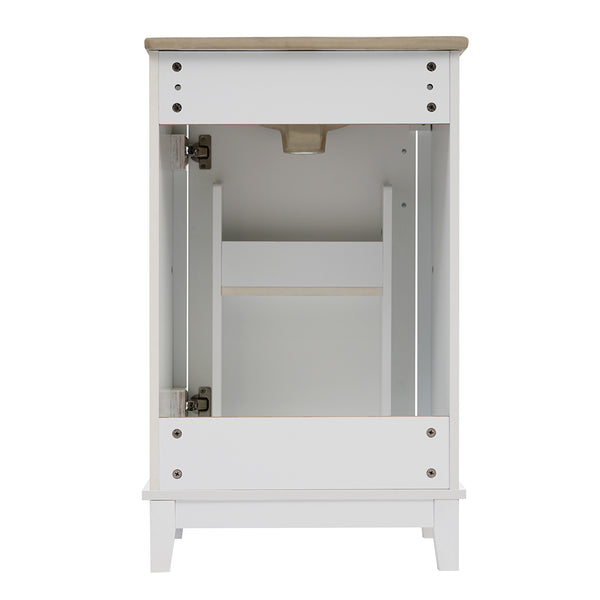 English Elm 20 Inch Modern Small Bathroom Vanity Cabinet with Ceramic Basin, Soft-Close Door & Storage White WF318756AAK