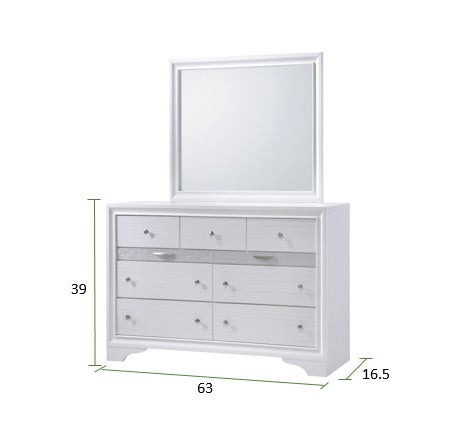 English Elm Traditional King 5-Piece Storage Bedroom Set with Headboard, Dresser, Chest, Nightstand & Mirror White 808857920362
