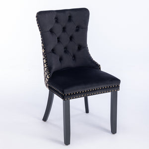 English Elm Classic Velvet Tufted Dining Chair with Solid Wood Frame, High-Density Foam & Steel Spring Comfort Black W1143P152034