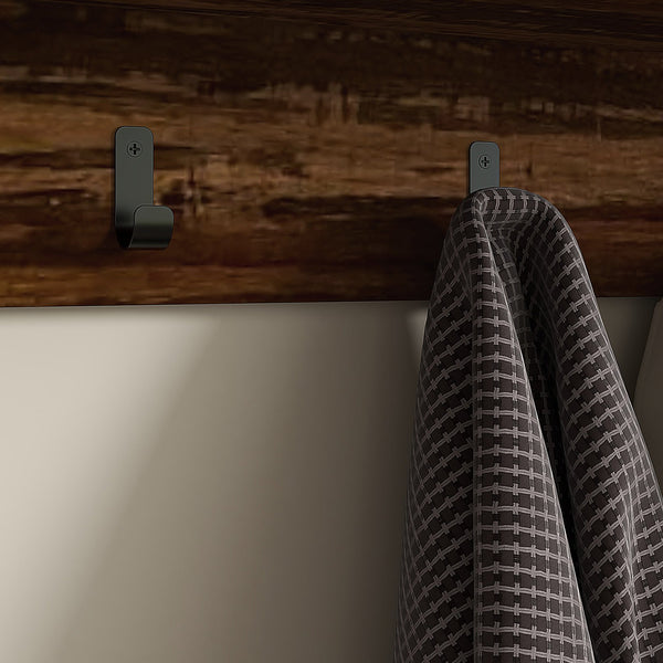 English Elm HOMCOM Entryway Coat Rack Bench with 5 Hooks and 10-Shoe Storage, Sturdy 286 lb Seat, Brown W2225P157930