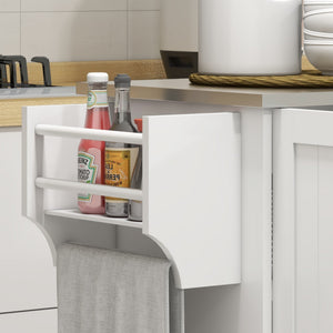 English Elm Homcom Rolling Kitchen Island With Stainless Steel Countertop, Storage, Towel & Spice Rack, White W2225P157908