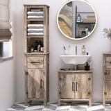 Kleankin Tall Bathroom Storage Cabinet with 3-Tier Shelves, Drawer - Narrow Slim Floor Organizer