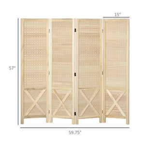 English Elm Homcom 4-Panel Folding Pegboard Room Divider - Stylish Privacy Screen & Storage Solution For Home W2225P157924