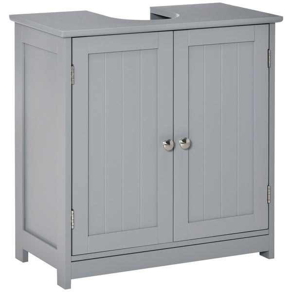 English Elm Kleankin Compact Pedestal Sink Storage Cabinet With Adjustable Shelf, Elegant Gray Design For Bathrooms W2225P157914